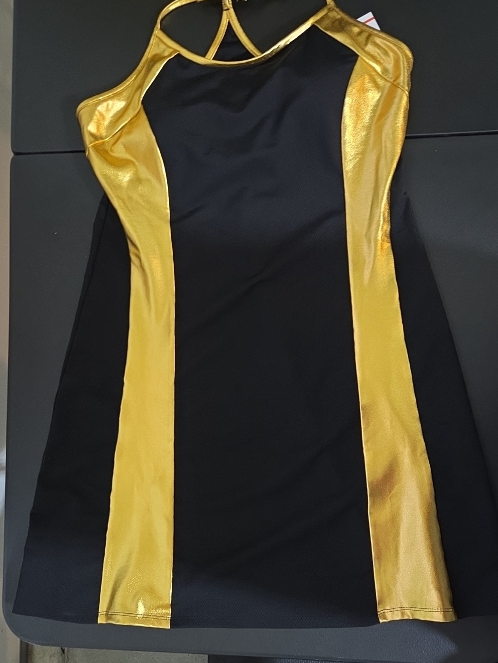 SPORTS ILLUSTRATED Metallic Gold-Trim Black Mini Dress